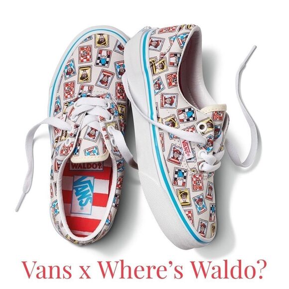 Vans Wheres Waldo? Limited‎ Edition Canvas Sneakers Kids Sz 1 Athletic Shoes Y2K - Picture 1 of 10
